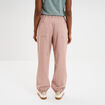 Pantalon droit battle taille élastiquée rose poudrée femme