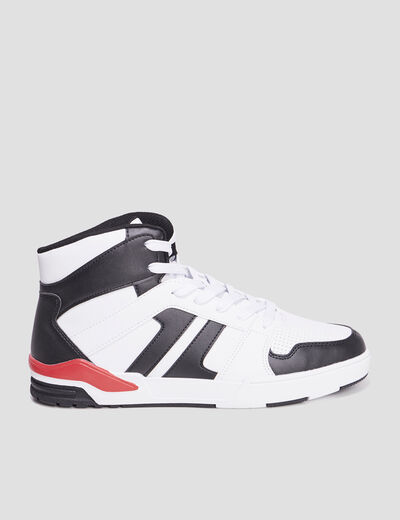 Baskets montantes à lacets blanc homme
