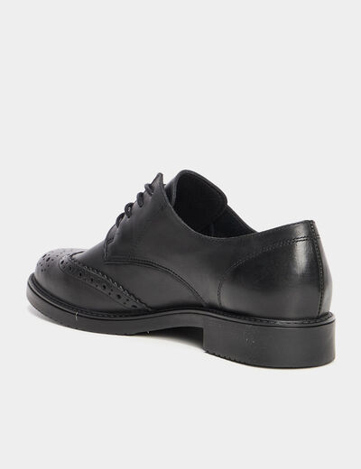 Derbies à lacets en cuir noir femme