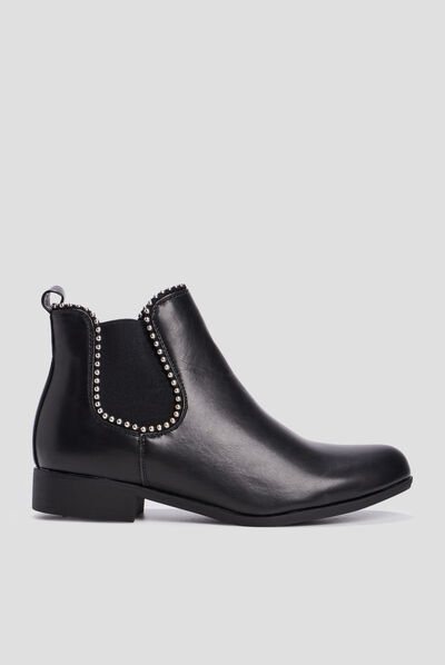 Bottines fourrées chelsea avec clous noir femme