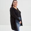Gilet mi-long avec col en V noir femme grande taille
