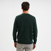 Pull col rond coton manches longues vert foncé homme