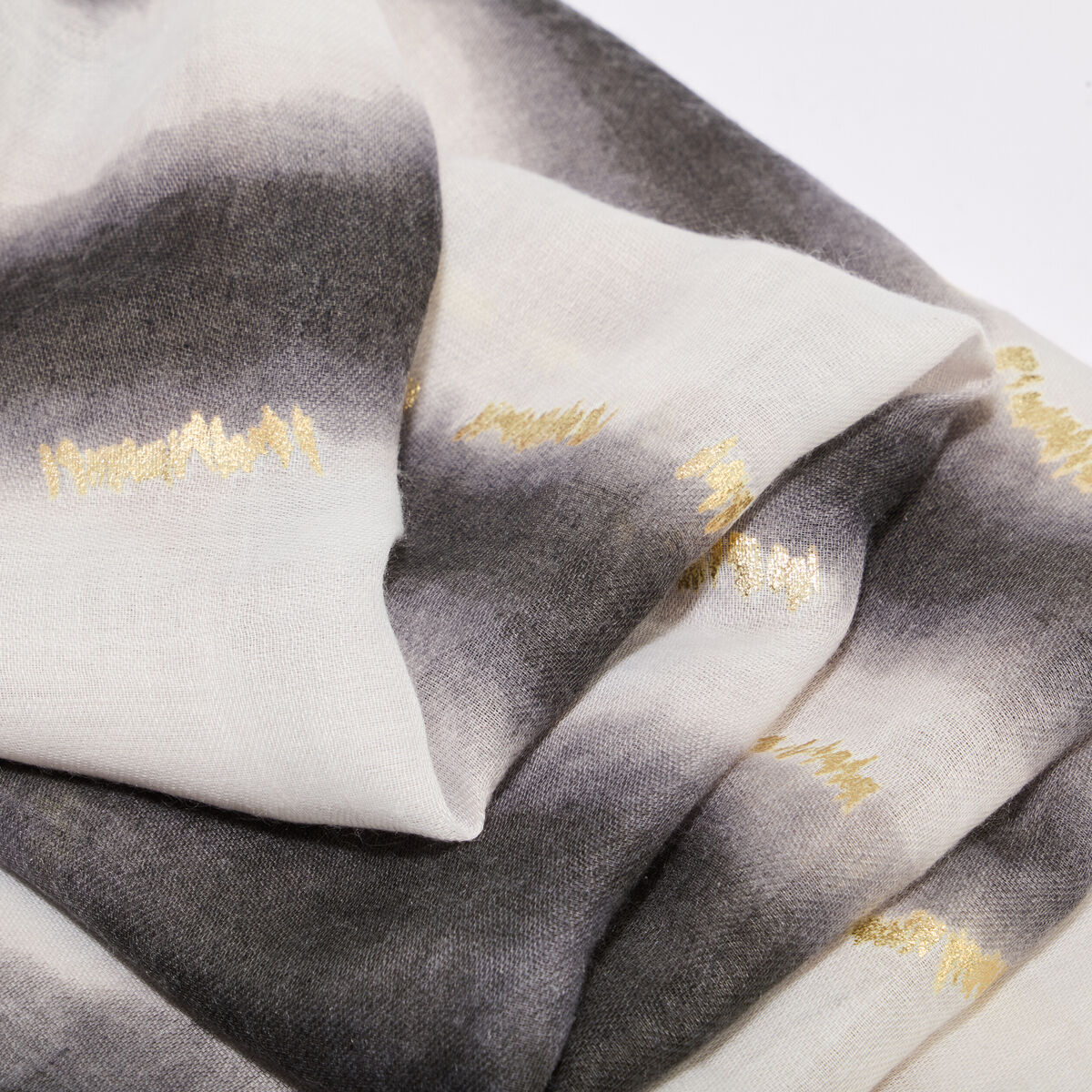 Foulard &agrave; franges courtes taupe femme