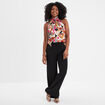 Blouse sans manches noeud col multicolore femme