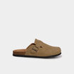 Mules plates marron cognac homme