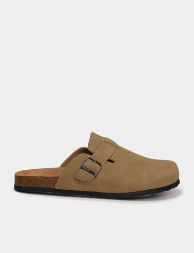 Mules plates marron cognac homme