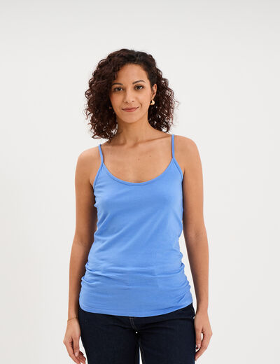 D&eacute;bardeur coton bretelles r&eacute;glables bleu electrique femme