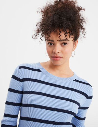 Pull court côtelé ajusté Creeks bleu lavande femme