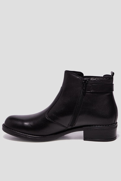 Bottines en cuir zippées chelsea noir fille
