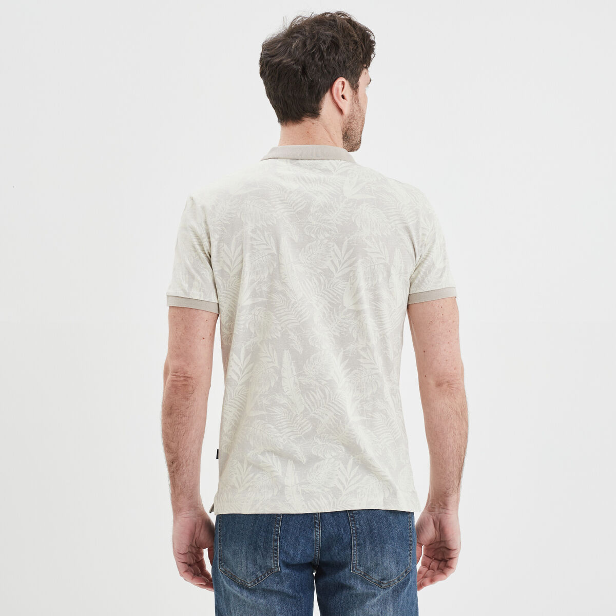 Polo jersey droit manches courtes coton beige homme