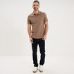 Polo textur&eacute; manches courtes coton marron homme