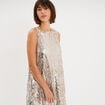 Robe &agrave; sequins sans manches courte jaune or femme