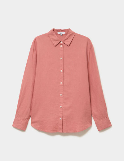Chemise oversize lin m&eacute;lang&eacute; terracotta femme