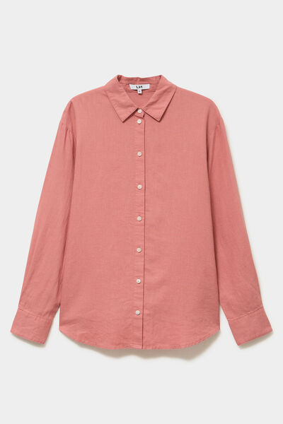 Chemise oversize lin m&eacute;lang&eacute; terracotta femme