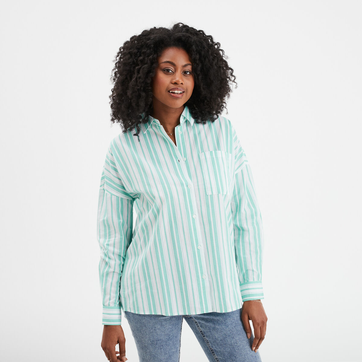 Chemise oversize manches longues Creeks vert menthe femme