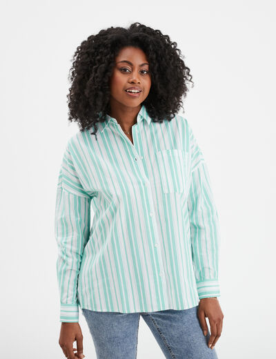 Chemise oversize manches longues Creeks vert menthe femme
