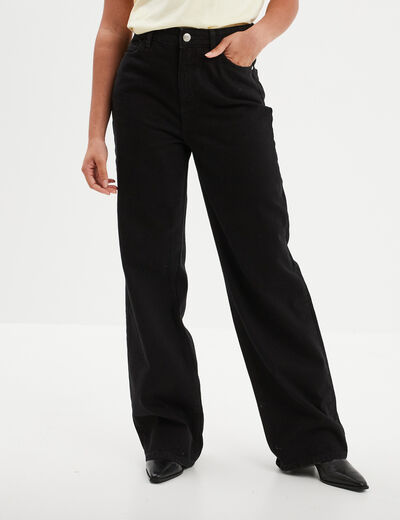 Jeans wide leg taille haute Creeks denim noir femme