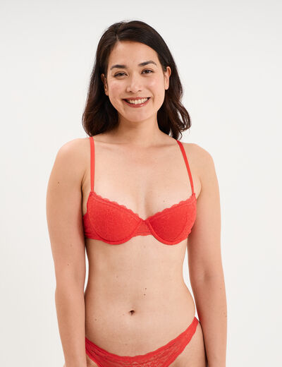 Soutien-gorge corbeille coques dentelle rouge femme