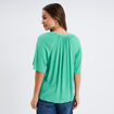 Blouse manches papillons col tunisien vert menthe femme