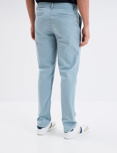 Pantalon chino droit stretch retroussé gris homme