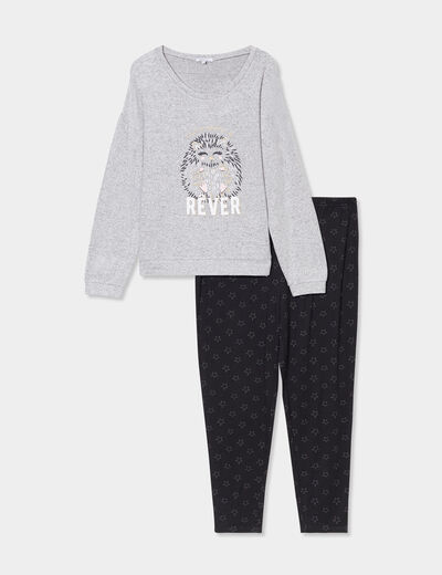 Ensemble pyjama legging 2 pièces gris clair femme grande taille