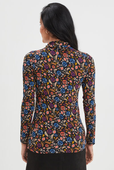T-shirt manches longues multicolore femme