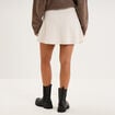Jupe courte trap&egrave;ze taille &eacute;lastiqu&eacute;e sable femme