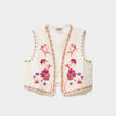 Veste brod&eacute;e sans manches coton creme femme