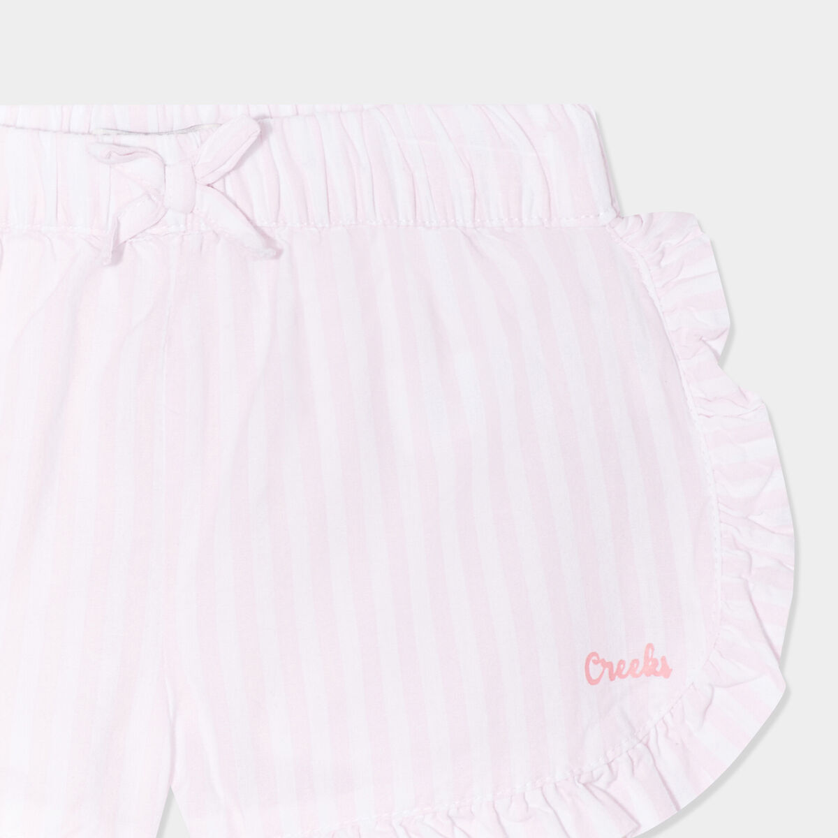 Short à volants et noeud coton Creeks rose clair bébé fille