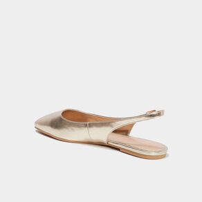 Ballerines slingback bouts carrés jaune or femme