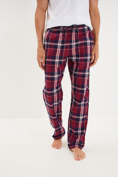 Pantalon de pyjama coton coupe droite bordeaux homme