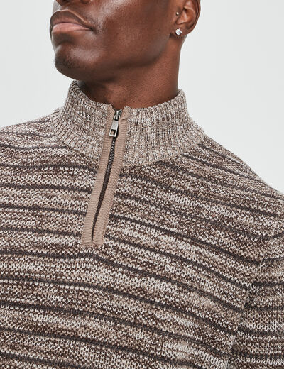 Pull avec col montant camel homme
