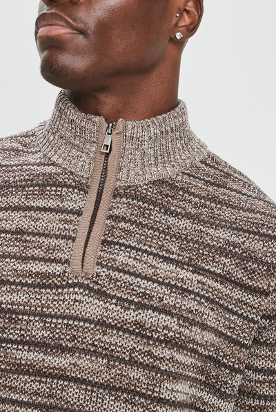 Pull avec col montant camel homme