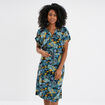 Robe courte col tunisien manches courtes noir femme