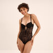 Body padd&eacute; dentelle avec la&ccedil;age noir femme