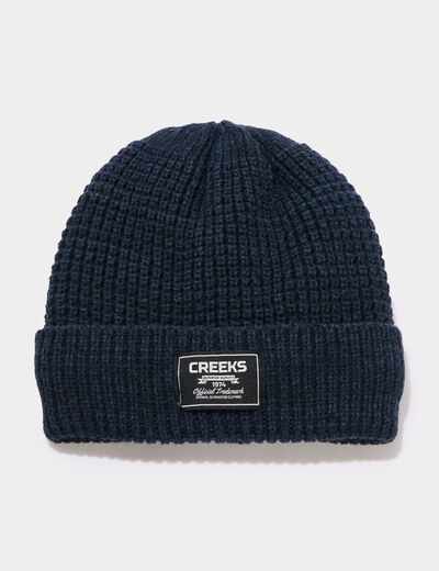 Bonnet tricot&eacute; bleu marine gar&ccedil;on