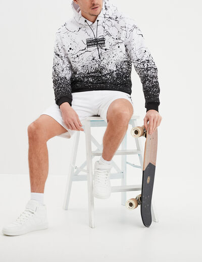 Sweat &agrave; capuche hoodie molleton blanc homme