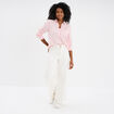 Chemise lin mélangé manches longues rose femme