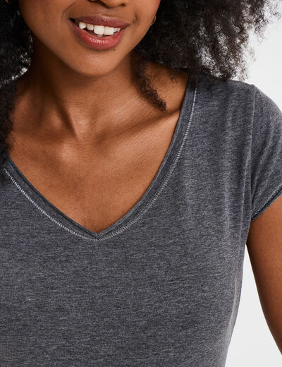 T-shirt manches courtes gris foncé femme