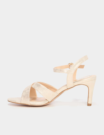 Sandales à talons 7 cm jaune or femme