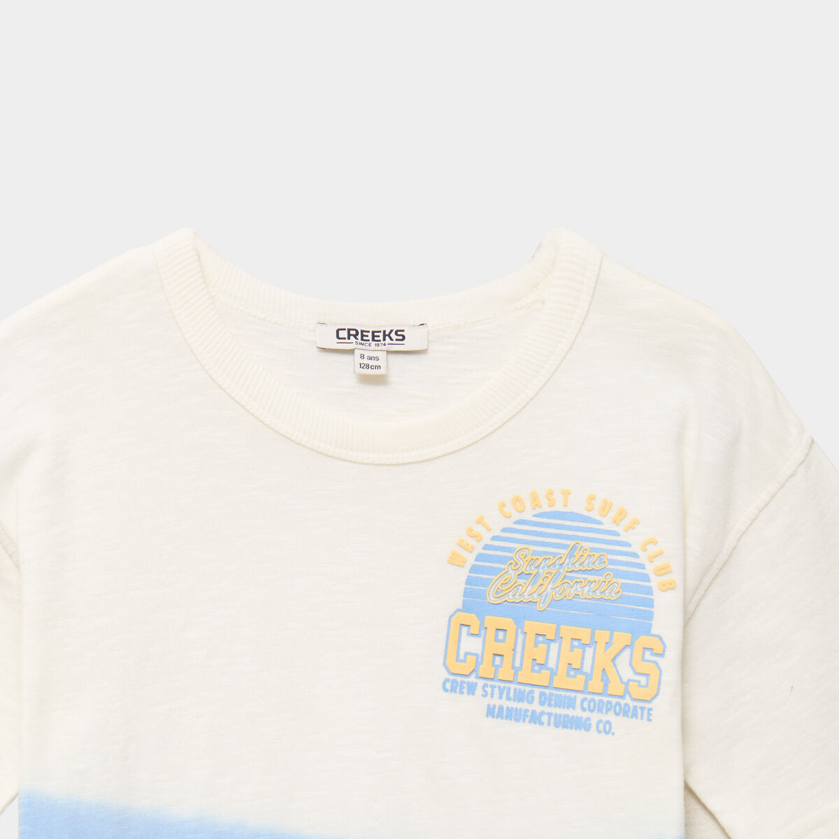 T-shirt col rond manches courtes coton jaune gar&ccedil;on