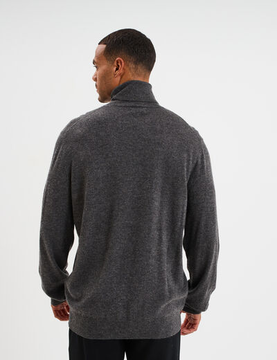 Pull col roul&eacute; manches longues gris fonc&eacute; homme