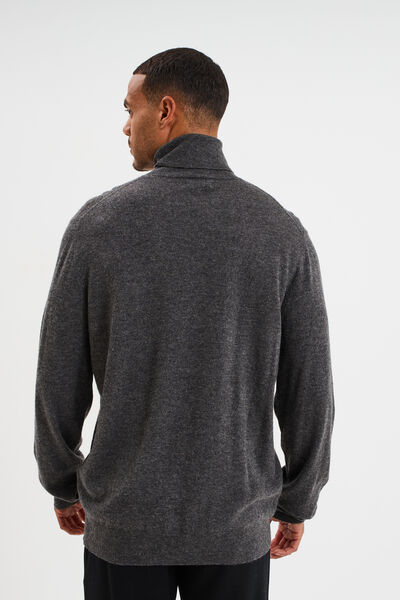Pull col roul&eacute; manches longues gris fonc&eacute; homme