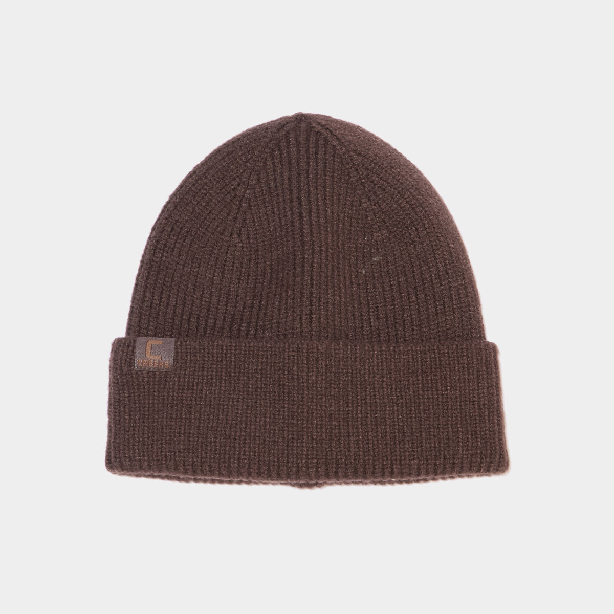 Bonnet avec bord &agrave; revers tricot&eacute; marron fonc&eacute; homme