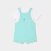 Ensemble 2 pièces avec salopette coton bleu turquoise bébé garçon