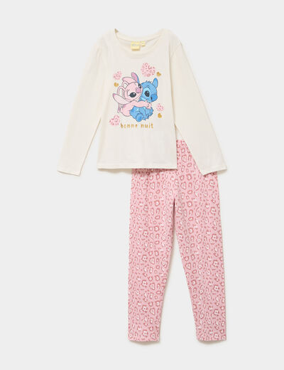 Ensemble pyjama pantalon t-shirt Stitch rose fille