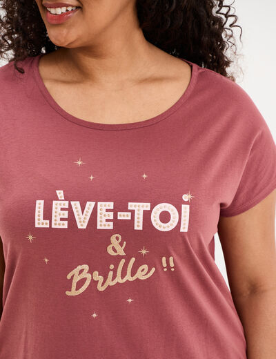 Ensemble pyjama corsaire et t-shirt rose framboise femme grande taille