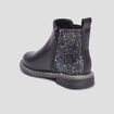 Bottines chelsea &agrave; paillettes en cuir noir fille