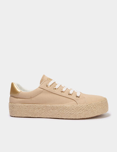 Tennis basses toile plateformes sable femme