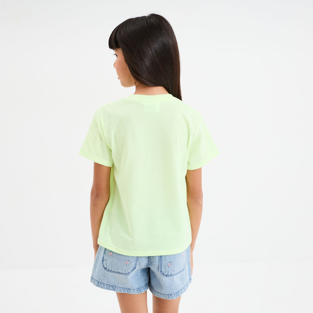 T-shirt manches courtes Stitch jaune fluo fille
